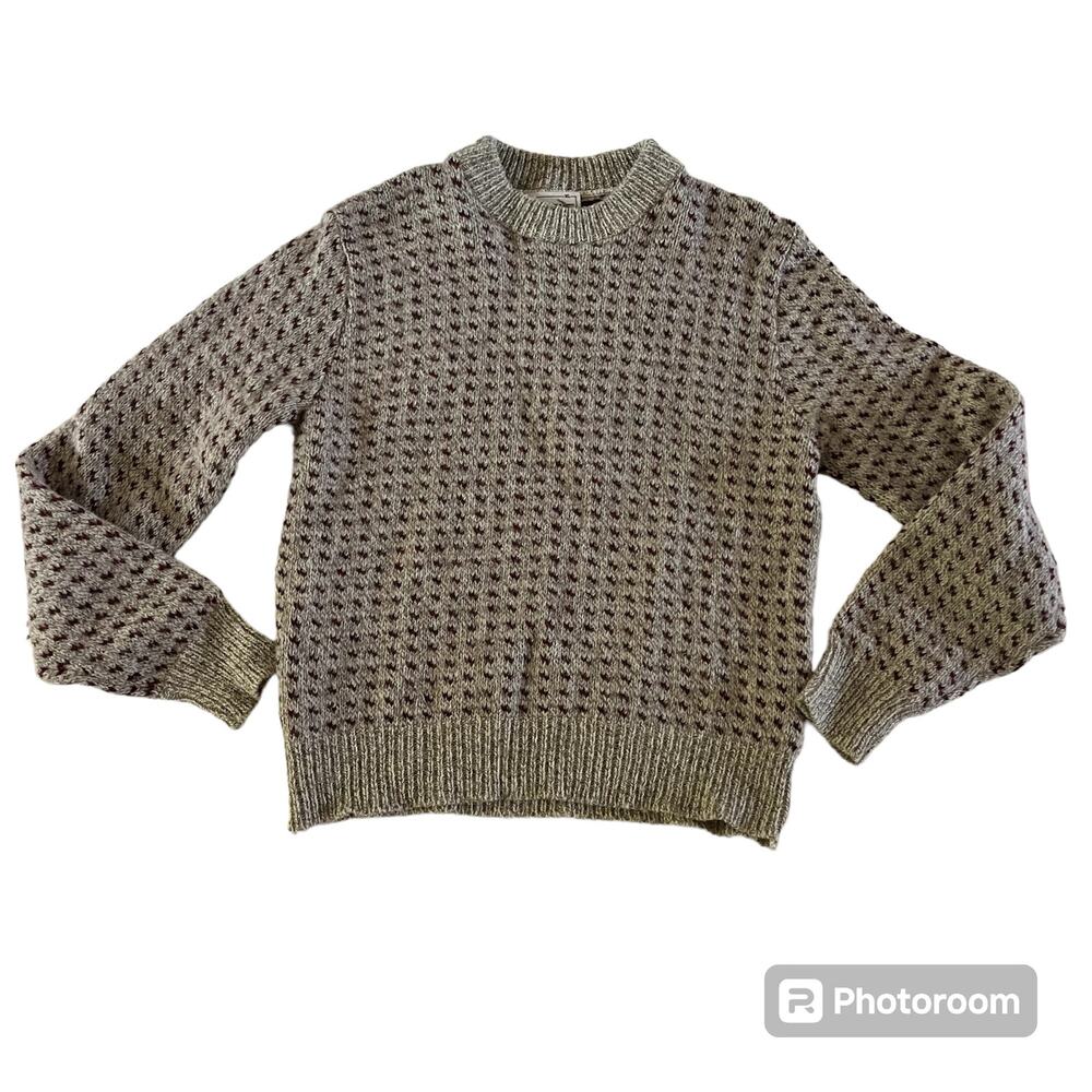 Vtg Y2K 2000s Wool Grey Dot Crewneck Pullover Sweater Mens XL Eclectic Grandpa